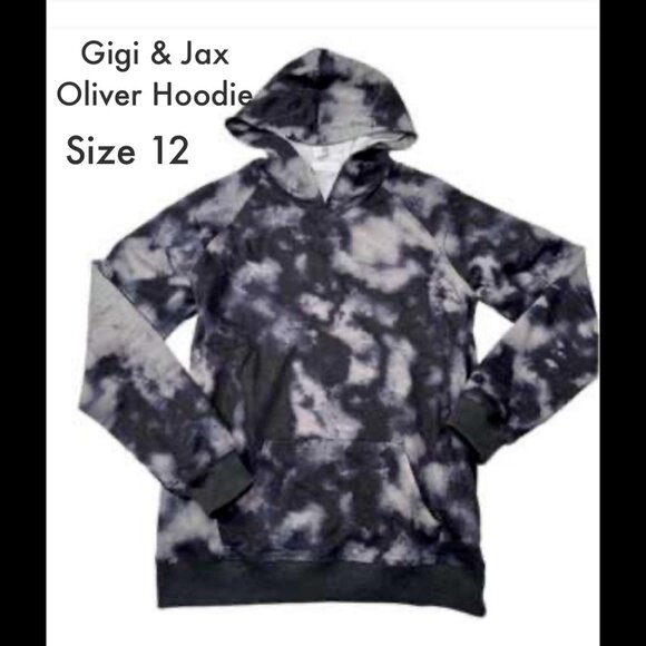 LuLaRoe Other - LuLaRoe GiGi & Jax Hoodie black and grey tie dye print NWT